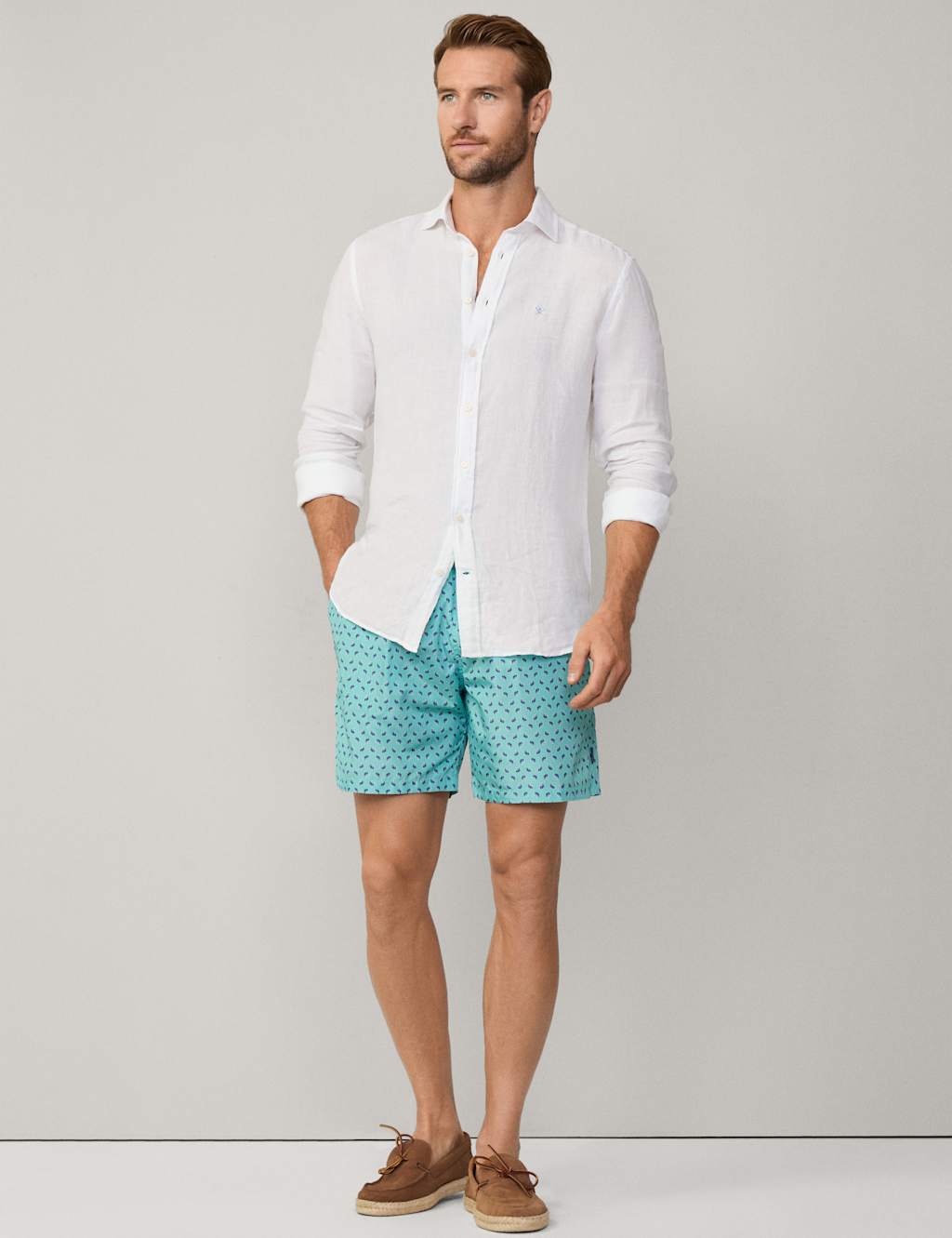 Hackett Men's Printed Swim Shorts - L - Blue Mix, Blue Mix