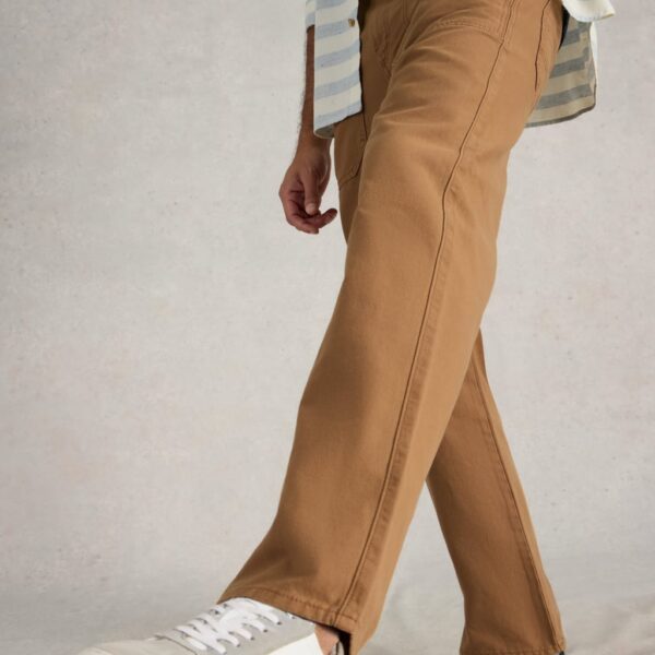 White Stuff Men's Regular Fit Pure Cotton Utility Trousers - 34REG - Tan, Green,Tan
