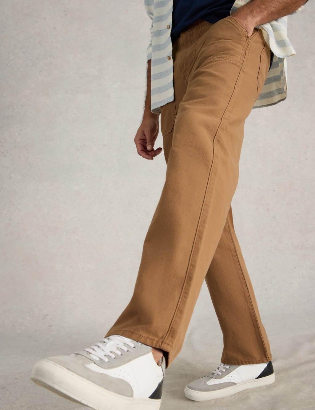 White Stuff Men's Regular Fit Pure Cotton Utility Trousers - 34REG - Tan, Green,Tan