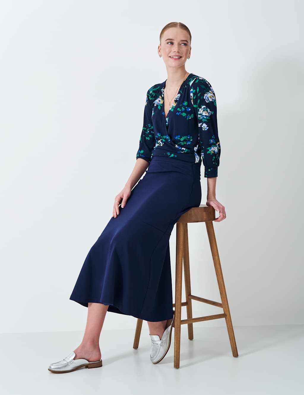 Crew Clothing Women's Midi A-Line Skirt - 10 - Navy, Navy