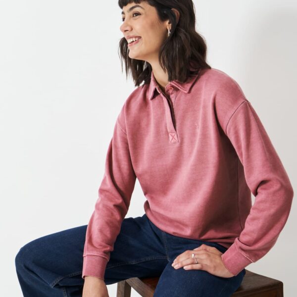 Crew Clothing Women's Pure Cotton Rugby Sweatshirt - 12 - Dark Pink, Dark Pink,Dark Blue