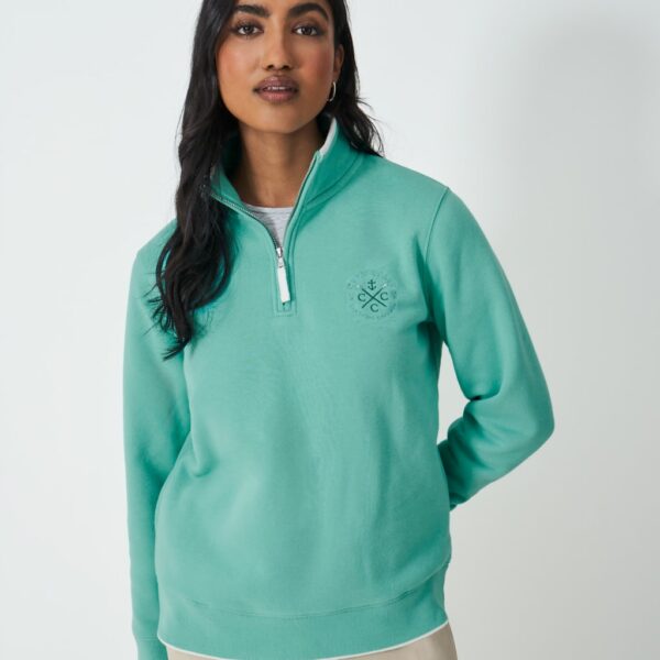 Crew Clothing Women's Cotton Rich Half Zip Sweatshirt - 16 - Light Green, Light Green
