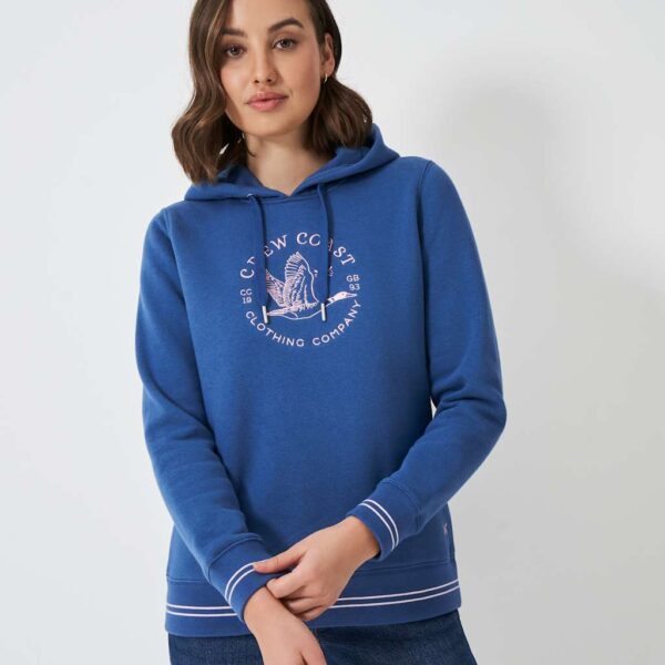 Crew Clothing Women's Cotton Rich Embroidered Hoodie - 12 - Dark Blue, Dark Blue