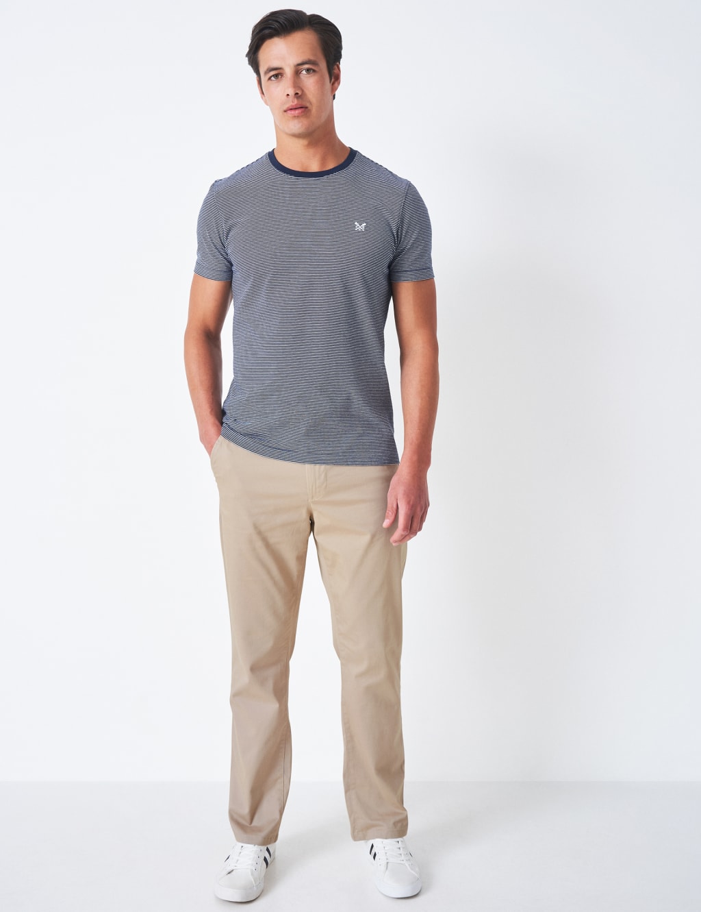 Crew Clothing Men's Straight Fit Chinos - 38LNG - Stone, Dark Navy,Stone,Tan