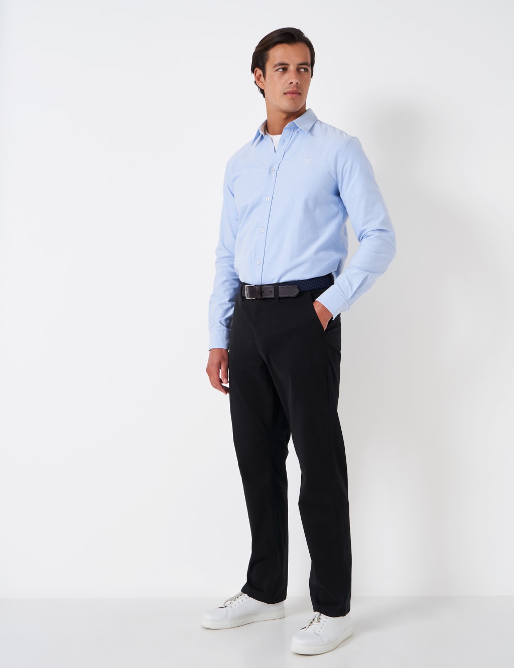 Crew Clothing Men's Straight Fit Chinos - 32LNG - Black/Black, Black/Black