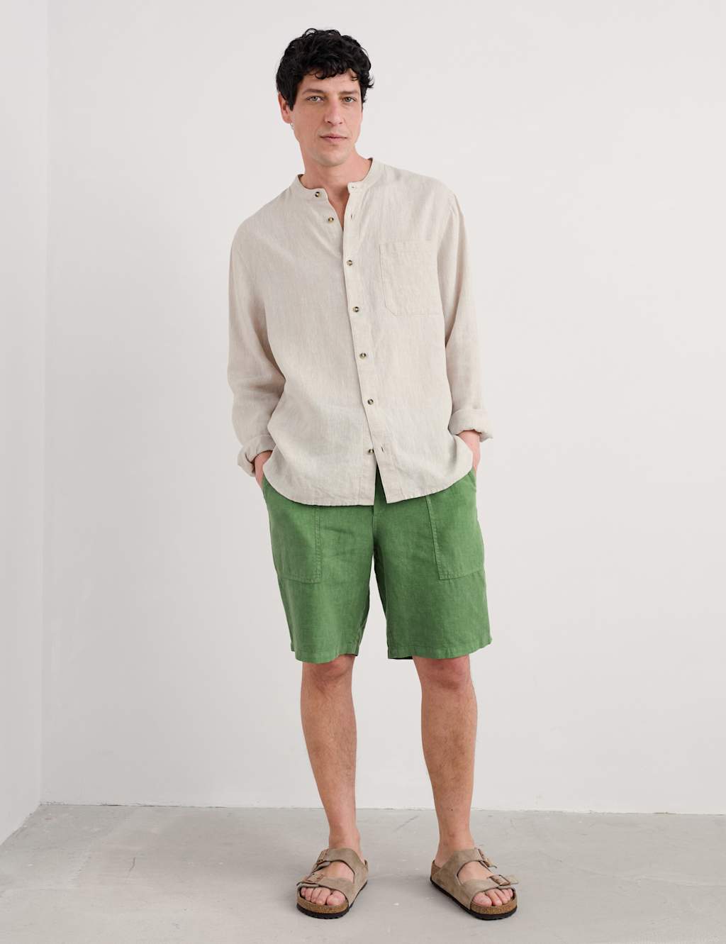 Seasalt Cornwall Men's Pure Linen Lightweight Shorts - XL - Green, Green,Navy,Blue