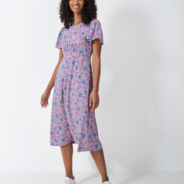 Crew Clothing Women's Jersey Floral Knee Length Tea Dress - 12 - Pink Mix, Pink Mix