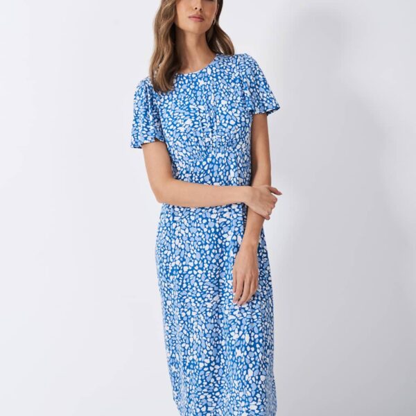 Crew Clothing Women's Jersey Floral Knee Length Tea Dress - 12 - Blue Mix, Blue Mix