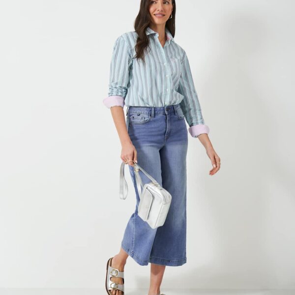 Crew Clothing Women's Relaxed High Waisted Cropped Jeans - 10 - Light Blue, Light Blue