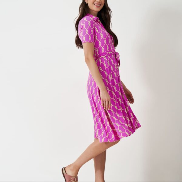 Crew Clothing Women's Jersey Geometric Midaxi Shirt Dress - 12 - Pink Mix, Green Mix,Pink Mix
