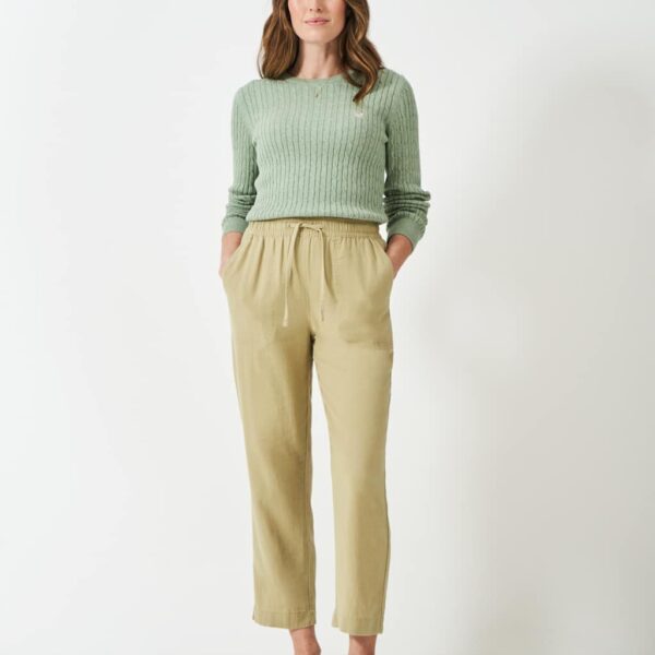 Crew Clothing Women's Linen Rich Tapered Ankle Grazer Trousers - 12 - Stone, Stone