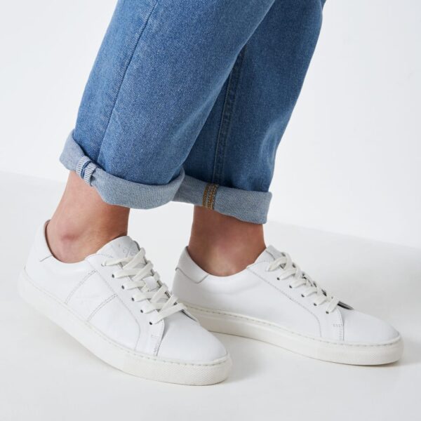Crew Clothing Women's Leather Lace Up Trainers - 4 - White, White