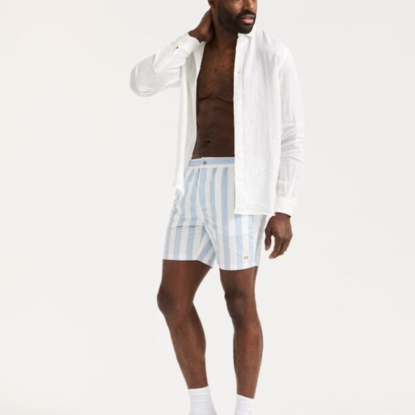 Scotch & Soda Men's Striped Swim Shorts - Medium Blue, Medium Blue