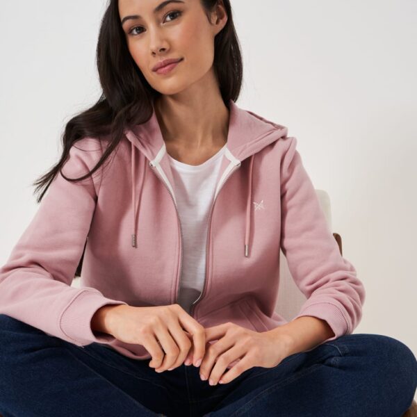 Crew Clothing Women's Cotton Rich Zip Up Hoodie - 8 - Light Pink, Light Pink,Light Grey
