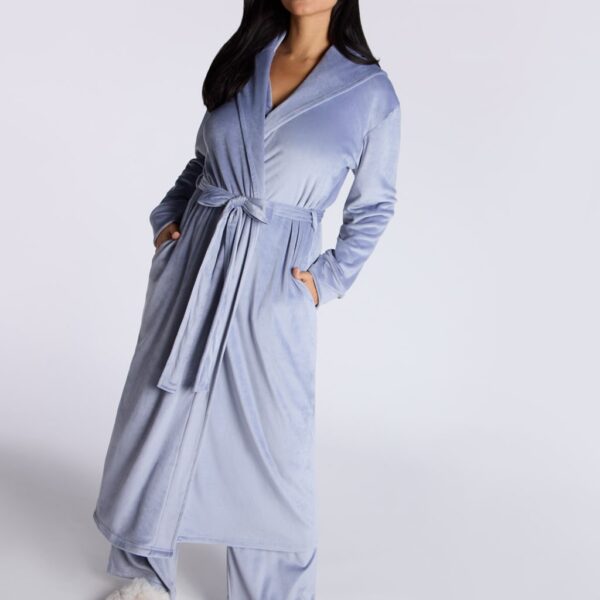 Boux Avenue Women's Velour Dressing Gown - Blue, Blue