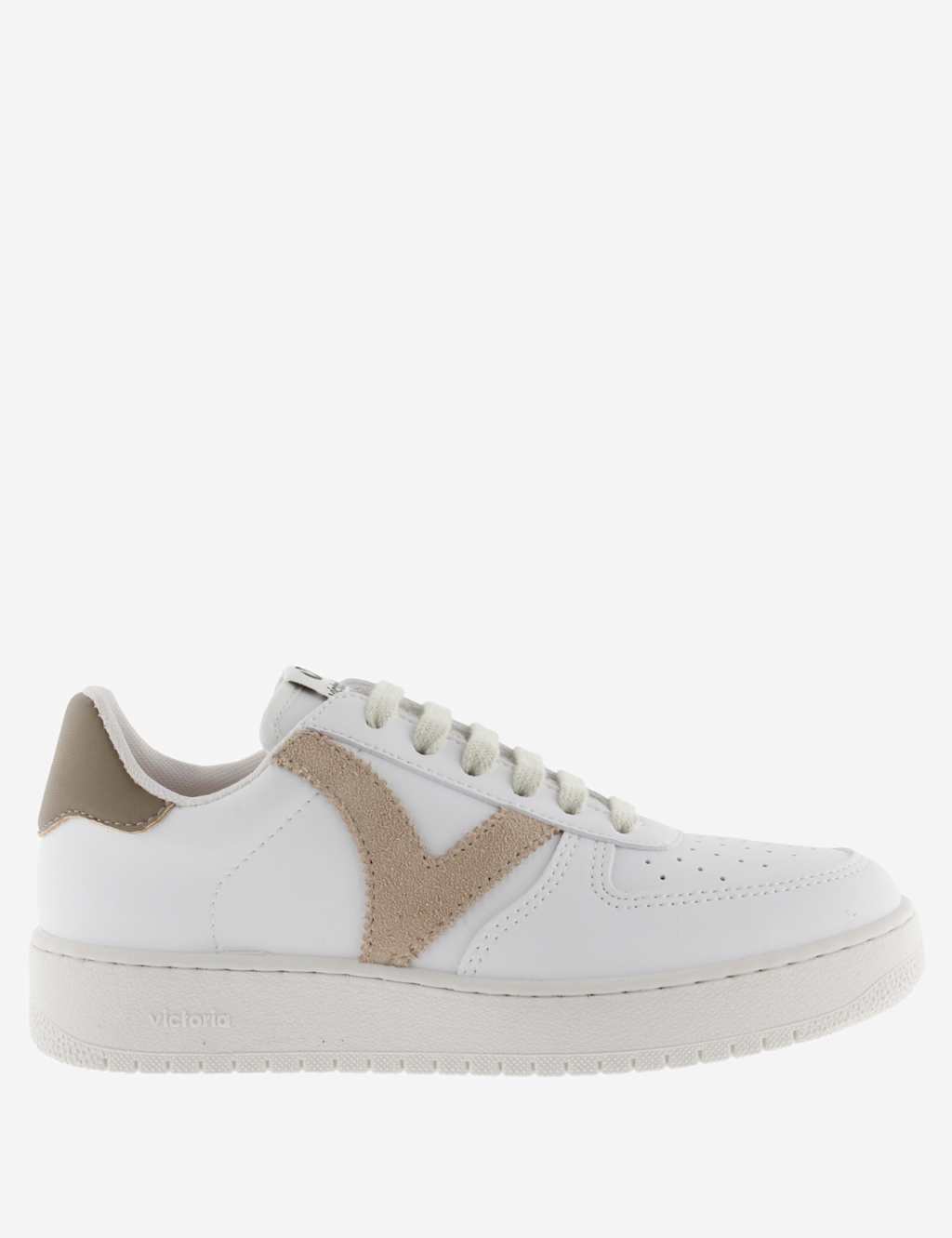 Victoria Women's Madrid Leather Lace Up Trainers - 5 - White Mix, White Mix,White/Black