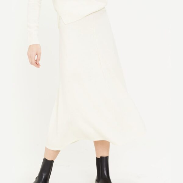 Chinti & Parker Women's Midi A-Line Skirt with Cashmere - Cream, Cream,Black,Dark Grey
