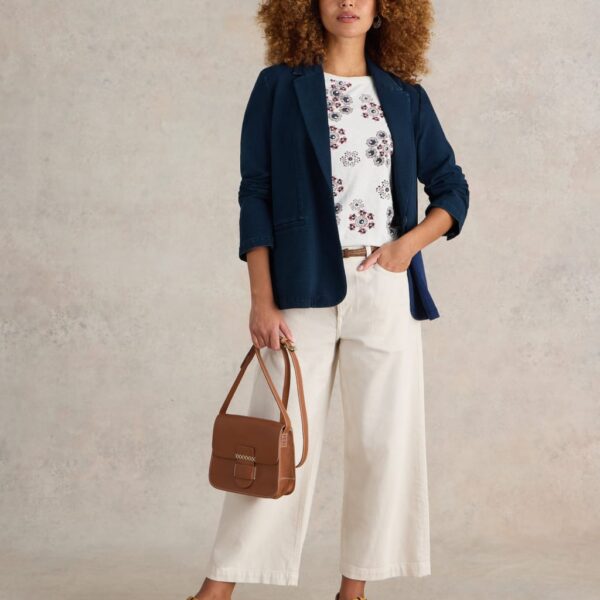 White Stuff Women's Denim Single Breasted Blazer Coat - 8 - Dark Denim, Dark Denim