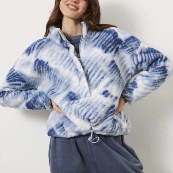 Fatface Women's Printed Fleece Jacket - XL - Blue, Blue
