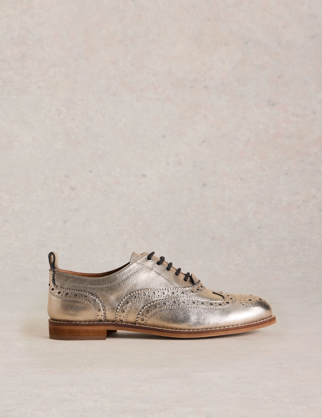 White Stuff Women's Leather Metallic Flatform Brogues - 5.5 - Silver, Silver