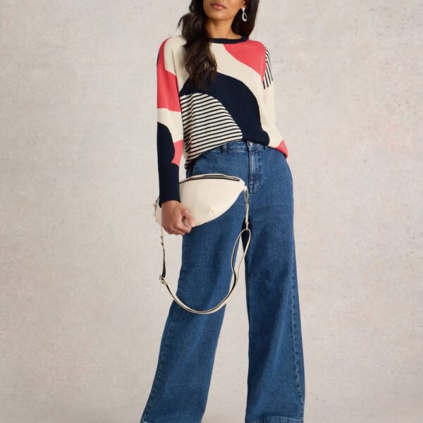White Stuff Women's Cotton Rich Colour Block Jumper - 6 - Navy Mix, Navy Mix