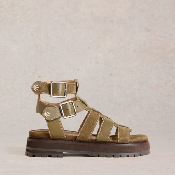 White Stuff Women's Suede Flatform Gladiator Sandals - 5 - Green, Green