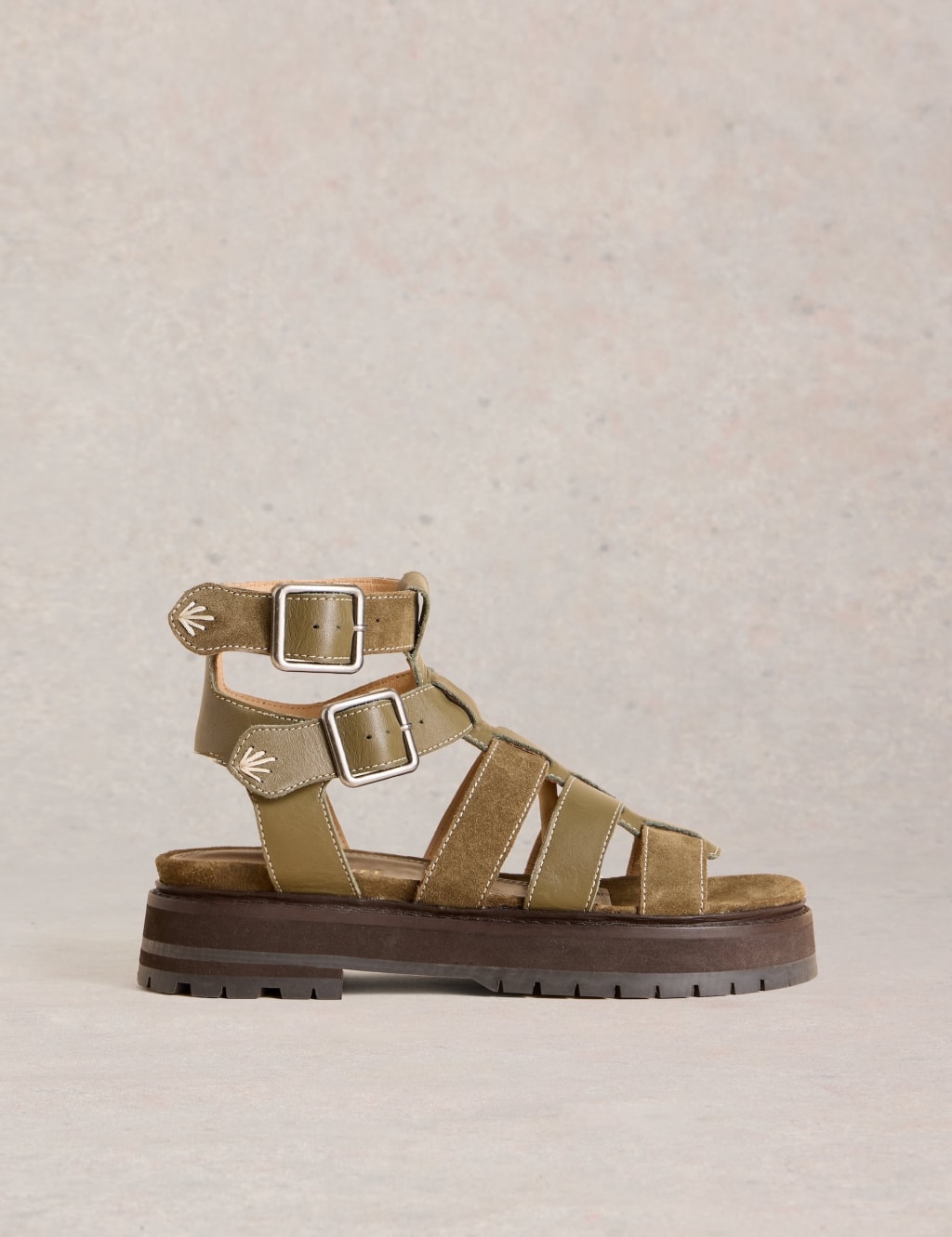White Stuff Women's Suede Flatform Gladiator Sandals - 5 - Green, Green