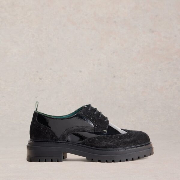 White Stuff Women's Leather Patent Chunky Brogues - 4 - Black, Black