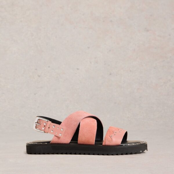 White Stuff Women's Suede Western Ankle Strap Sandal - 5 - Pink, Pink
