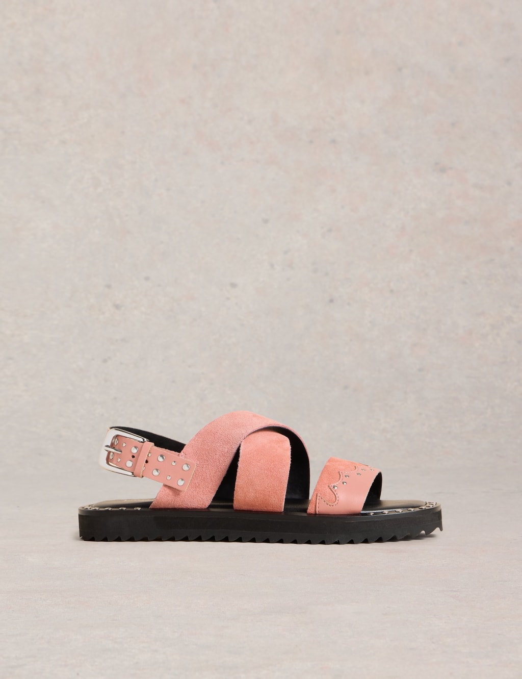 White Stuff Women's Suede Western Ankle Strap Sandal - 5 - Pink, Pink