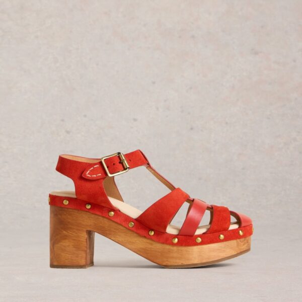 White Stuff Women's Leather Strappy Platform Sandals - 5 - Red Mix, Red Mix