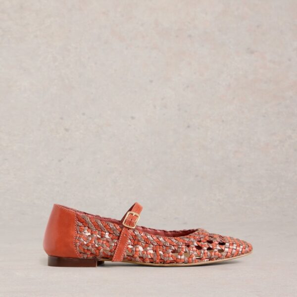 White Stuff Women's Leather Woven Flat Mary Jane Ballet Pumps - 6 - Pink Mix, Pink Mix