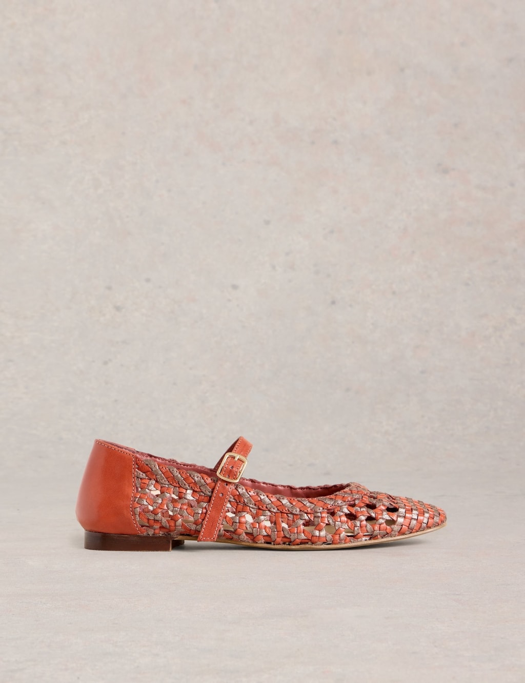 White Stuff Women's Leather Woven Flat Mary Jane Ballet Pumps - 6 - Pink Mix, Pink Mix