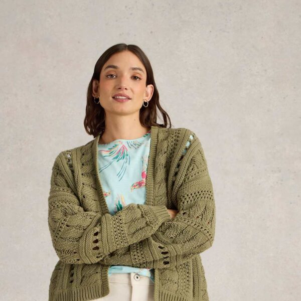 White Stuff Women's Cotton Rich Cardigan - M - Green, Green