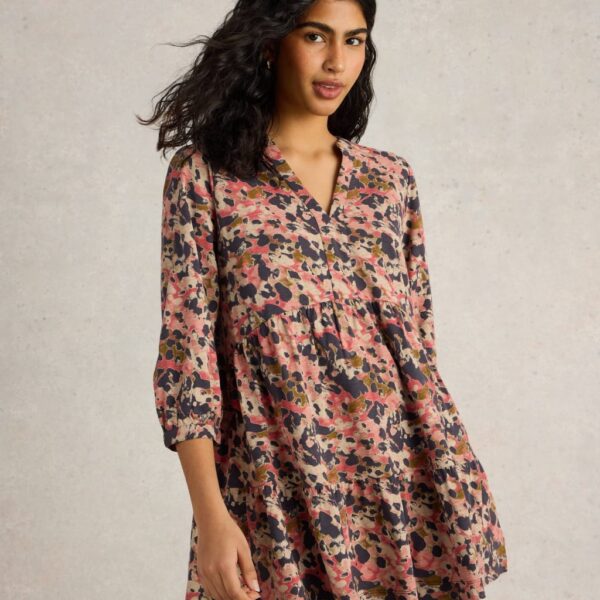 White Stuff Women's Pure Cotton Printed V-Neck Tunic - 14 - Green Mix, Green Mix