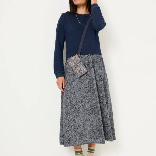 Fatface Women's Cotton Rich Floral Midi Skater Dress - 10REG - Navy, Navy