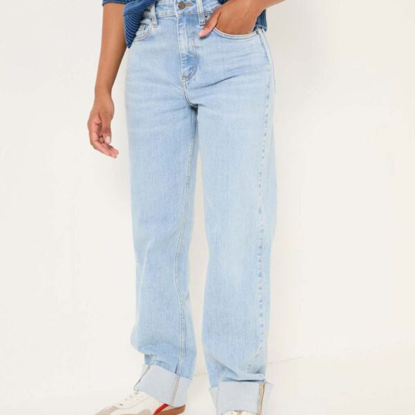 Fatface Women's Mid Rise Wide Leg Turn Up Jeans - 12REG - Blue Denim, Blue Denim