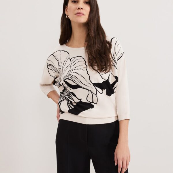Phase Eight Women's Embellished Knitted Top - LREG - Black Mix, Black Mix