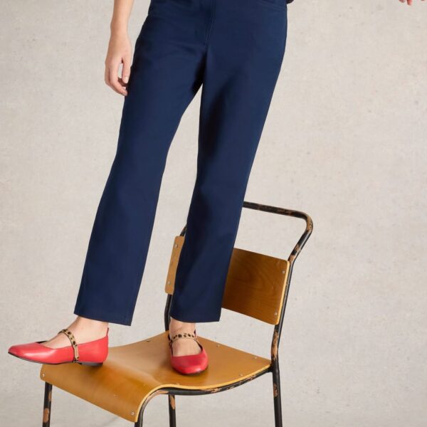 White Stuff Women's Cotton Rich Stretch Ankle Grazer Trousers - 10REG - Navy, Navy,Black