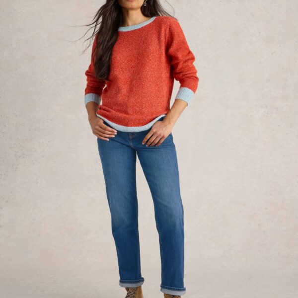 White Stuff Women's High Waisted Straight Leg Jeans - 14REG - Med Blue Denim, Dark Denim,Med Blue Denim