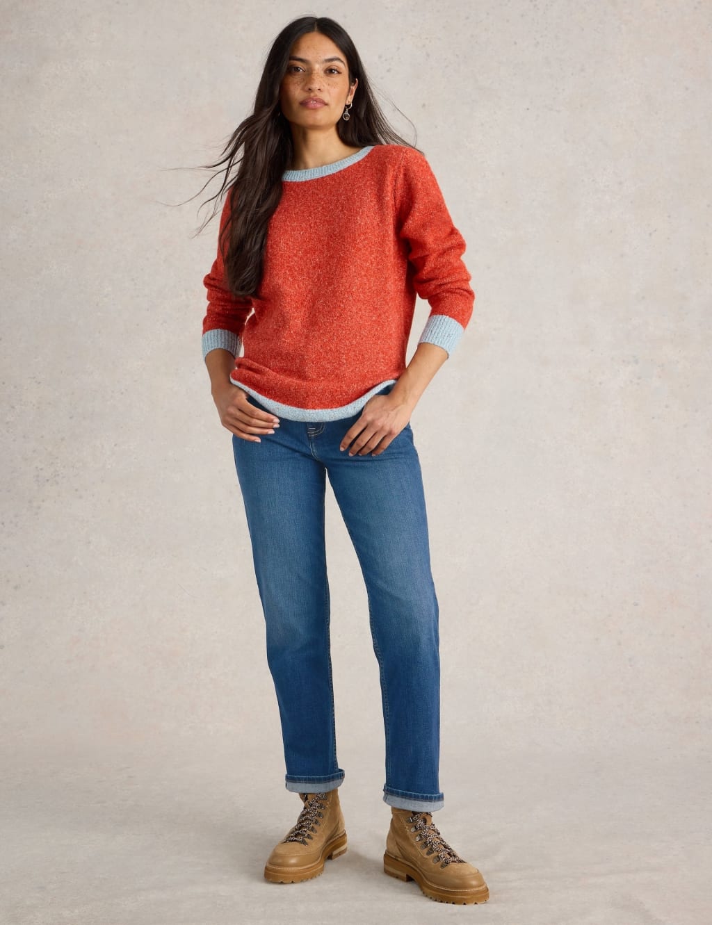 White Stuff Women's High Waisted Straight Leg Jeans - 14REG - Med Blue Denim, Dark Denim,Med Blue Denim