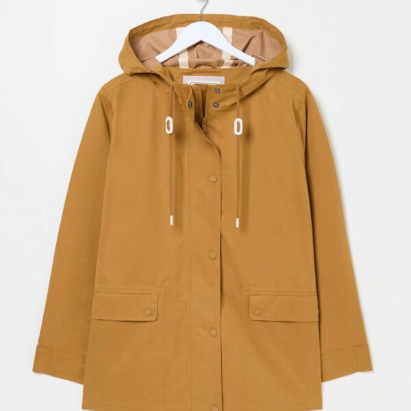 Fatface Women's Cotton Blend Hooded Raincoat - 12 - Tan, Tan