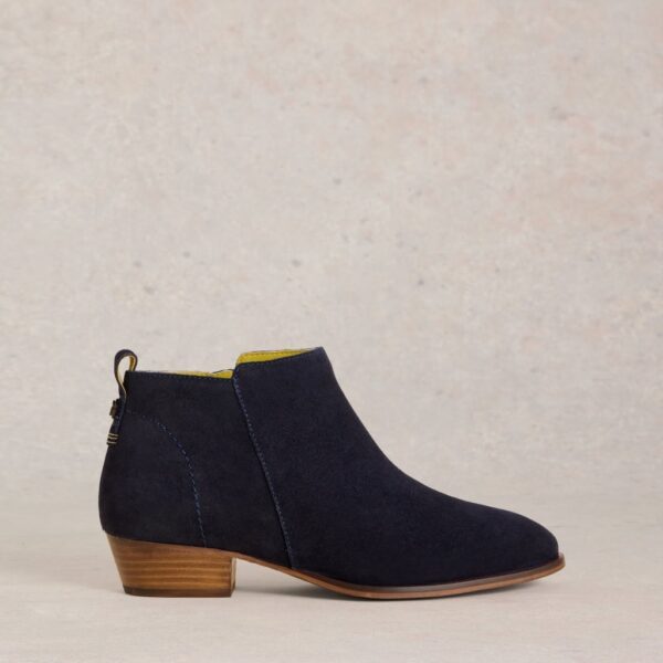White Stuff Women's Suede Block Heel Ankle Boots - 6 - Navy, Navy,Tan