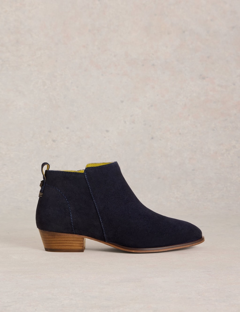 White Stuff Women's Suede Block Heel Ankle Boots - 6 - Navy, Navy,Tan