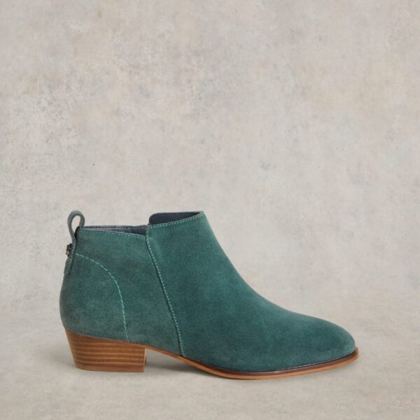White Stuff Women's Suede Block Heel Ankle Boots - 4 - Teal, Teal