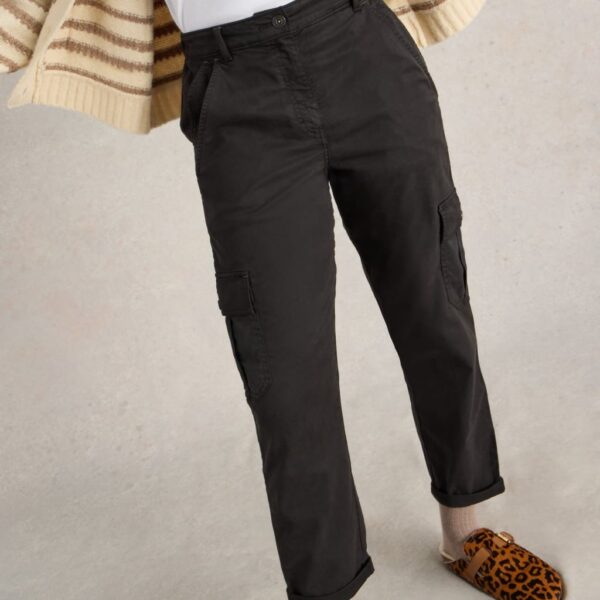 White Stuff Women's Lyocell Rich Cargo Trousers - 12REG - Black, Green,Black
