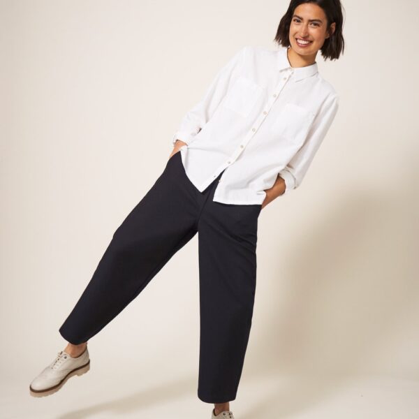 White Stuff Women's Cotton Rich Wide Leg Cropped Trousers - 12 - Black, Black