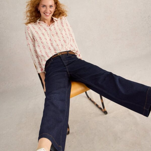 White Stuff Women's Ayla Mid Rise Wide Leg Jeans - 16REG - Dark Denim, Dark Denim