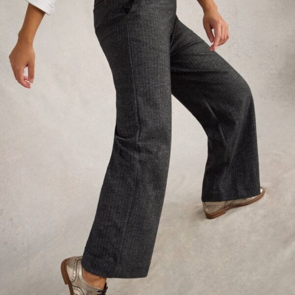 White Stuff Women's Wool Blend Tweedy Wide Leg Trousers - 14REG - Black Mix, Black Mix,Navy Mix