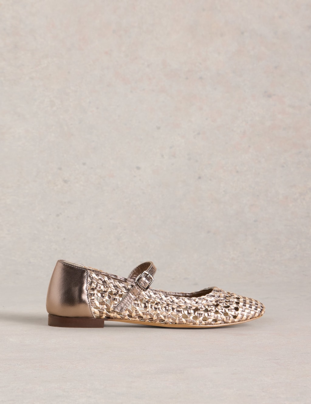White Stuff Women's Leather Metallic Woven Ballerina - 6, Metallic